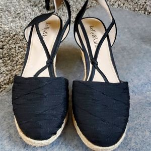 Black wedge sandals